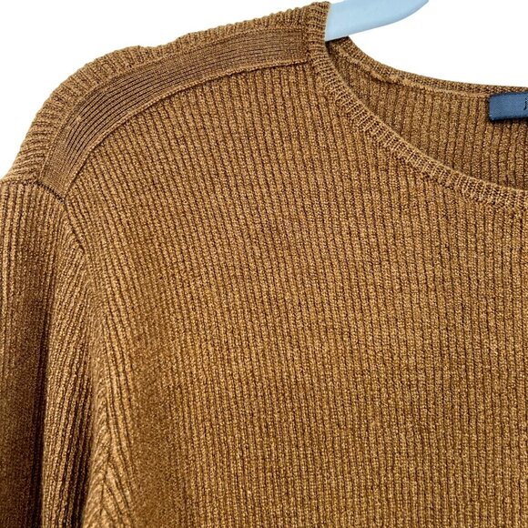 John Varvatos Womens Merino Wool Silk Blend Ribbed Knit Sweater Brown Size Mediu - Picture 4 of 11